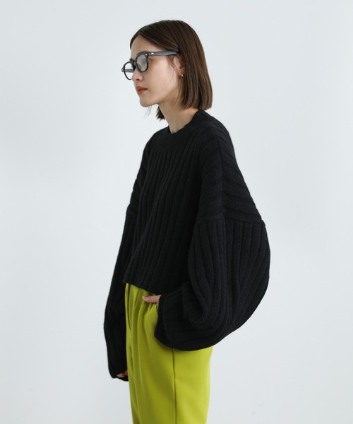 select MOCA(セレクトモカ)の「2021 AW ショート丈カーブスリーブリブニット(ニット/セーター・レディース・ブラック/ピンク/グリーン・FREE)」の19枚目の写真