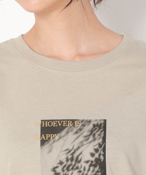 mysty woman（ミスティウーマン）の「モノクロフォトカラーロゴＴ 229110（Tシャツ/カットソー・レディース・チャコール/ダークベージュ/オフホワイト・FREE）」の15枚目の写真