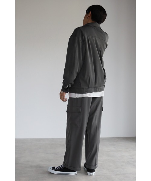 CREARE -LINO-(クレアーレリノ)の「センタープレス ワイドカーゴパンツ <セットアップ>(カーゴパンツ・メンズ・ブラック/グレー/カーキ・M/L)」の14枚目の写真