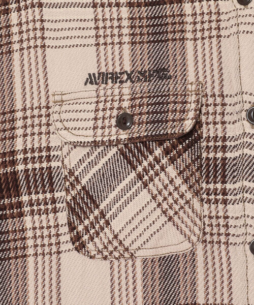 AVIREX（アヴィレックス）の「チェックシャツワンピース ハリケーンハンタース/ CHECK SHIRT ONEPIECE HURRICAINE HUNTERS（シャツワンピース・レディース・ベージュ/レッド/ブルー・FREE）」の11枚目の写真