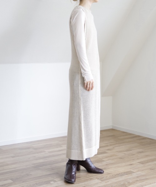 UNFIELD(アンフィールド)の「【UNFIELD メッシュニットベストワンピース】(ワンピース・レディース・ブラック/キナリ/オリーブ・FREE)」の8枚目の写真