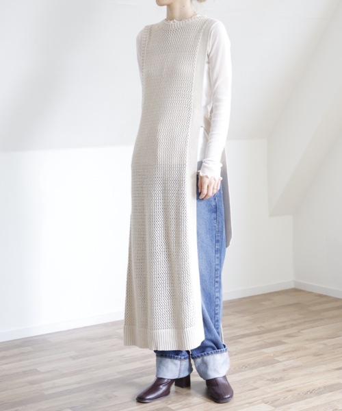 UNFIELD(アンフィールド)の「【UNFIELD メッシュニットベストワンピース】(ワンピース・レディース・ブラック/キナリ/オリーブ・FREE)」の16枚目の写真
