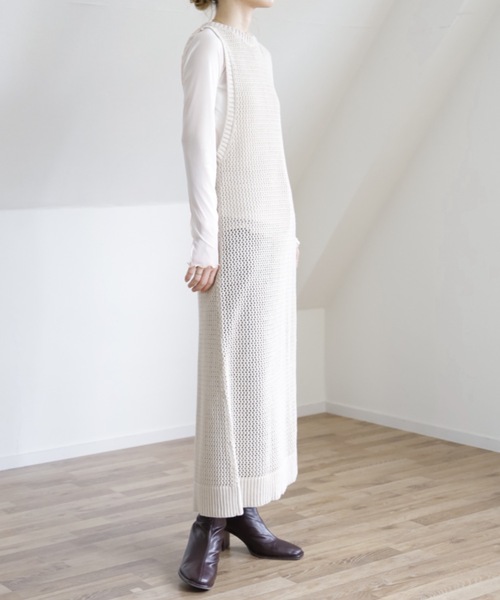 UNFIELD(アンフィールド)の「【UNFIELD メッシュニットベストワンピース】(ワンピース・レディース・ブラック/キナリ/オリーブ・FREE)」の12枚目の写真