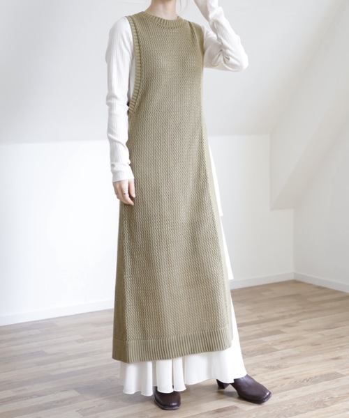 UNFIELD(アンフィールド)の「【UNFIELD メッシュニットベストワンピース】(ワンピース・レディース・ブラック/キナリ/オリーブ・FREE)」の15枚目の写真