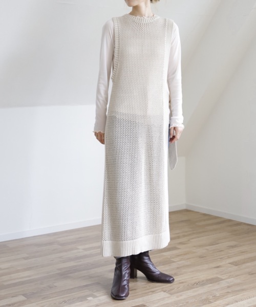UNFIELD(アンフィールド)の「【UNFIELD メッシュニットベストワンピース】(ワンピース・レディース・ブラック/キナリ/オリーブ・FREE)」の19枚目の写真