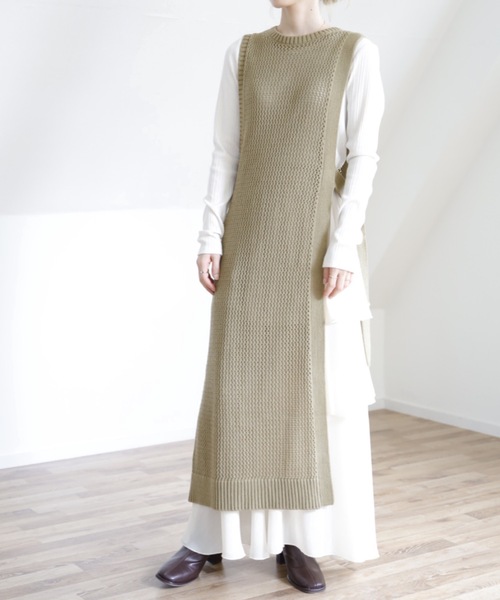UNFIELD(アンフィールド)の「【UNFIELD メッシュニットベストワンピース】(ワンピース・レディース・ブラック/キナリ/オリーブ・FREE)」の18枚目の写真