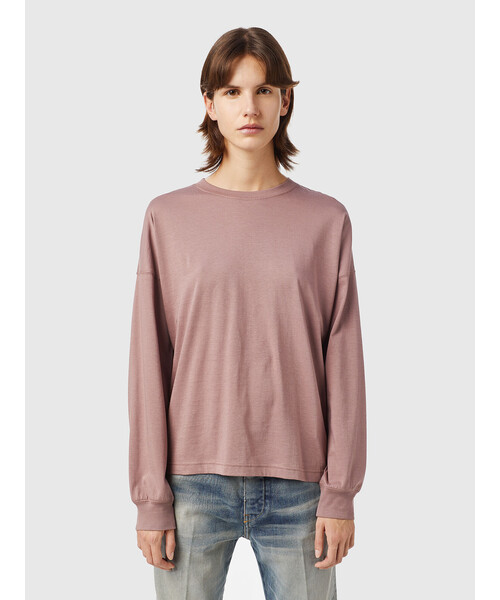 DIESEL（ディーゼル）の「レディース サステナブル Tシャツ リラックスフィット ロゴラベル ロンT（Tシャツ/カットソー・レディース・ホワイト/グレー/ブラック/ピンク・SMALL/X-SMALL/MEDIUM/LARGE）」の10枚目の写真