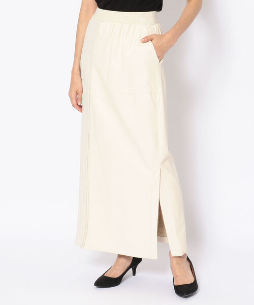 AULA AILA（アウラアイラ）の「AULA AILA（アウラ アイラ）別注ニットコンビレザースカート（スカート・レディース・アイボリー・1/0）」の13枚目の写真