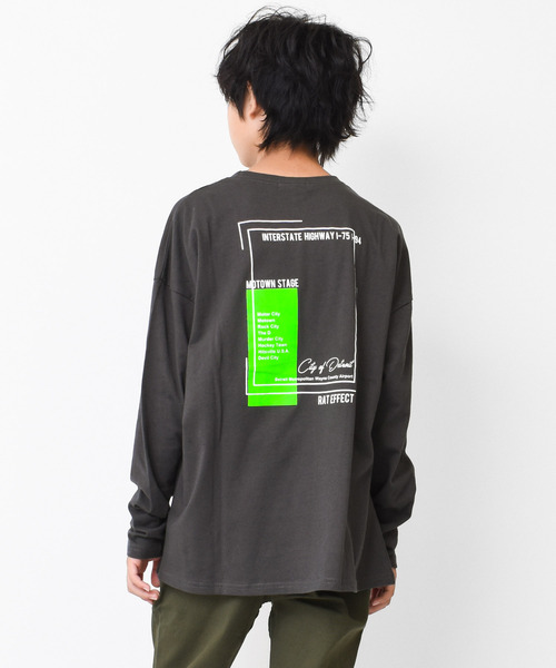 RAT EFFECT(ラットエフェクト)の「ネオンプリントロングTシャツ(Tシャツ/カットソー・キッズ・チャコールグレー/ライトブルー/グリーン/グレー/ブラック/オフホワイト/ホワイト系その他・160/140/120/130/150/170)」の4枚目の写真
