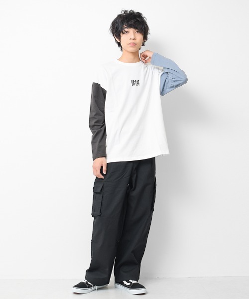 RAT EFFECT(ラットエフェクト)の「ネオンプリントロングTシャツ(Tシャツ/カットソー・キッズ・チャコールグレー/ライトブルー/グリーン/グレー/ブラック/オフホワイト/ホワイト系その他・160/140/120/130/150/170)」の9枚目の写真