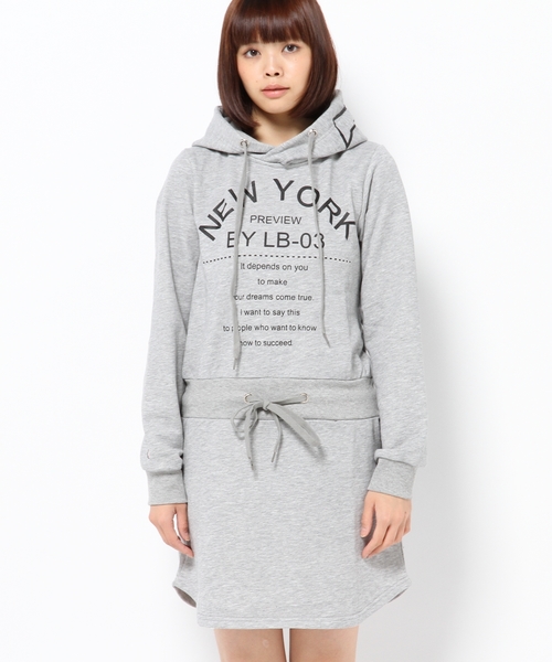 LB-03(エルビー・ゼロスリー)の「【MLB by LB-03】NY HOODワンピース(ワンピース・レディース・グレー系/ネイビー系・フリ-)」の3枚目の写真