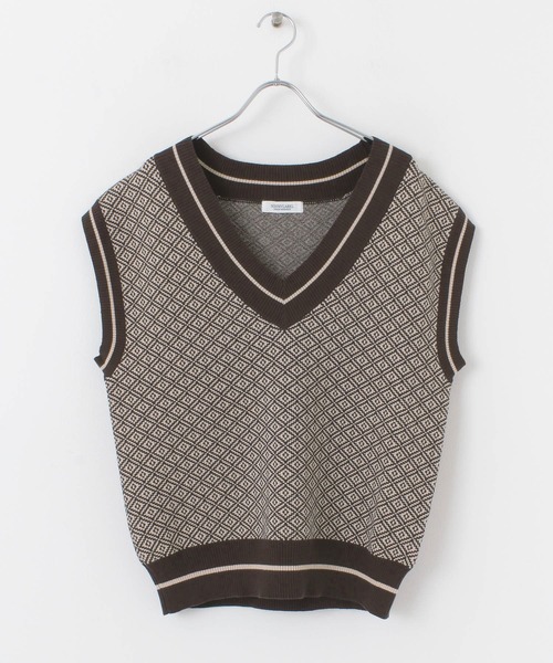 URBAN RESEARCH Sonny Label（アーバンリサーチサニーレーベル）の「ジャガード柄ニットベスト（ニット/セーター・レディース・ブラック/ブラウン系その他・FREE）」の4枚目の写真