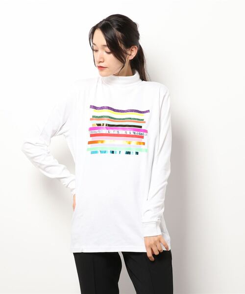 STARSTYLING(スタースタイリング)の「STARSTYLING/08-LS ANSELM TURTLE NECK LS(Tシャツ/カットソー・レディース・ホワイト/ブラック・M)」の2枚目の写真