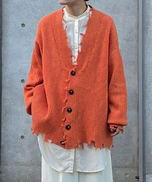 renya made in INTER FACTORY | ファッションインフルエンサー renya - oversize damaged knit cardigan / オーバーサイズダメージニットカーディガン　made in INTER FACTORY(カーディガン/ボレロ)