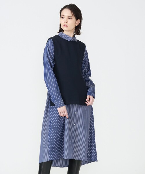 LOVELESS（ラブレス）の「ベストセット オーバーシャツドレス（シャツワンピース・レディース・ネイビー/グリーン系その他5・36）」の2枚目の写真