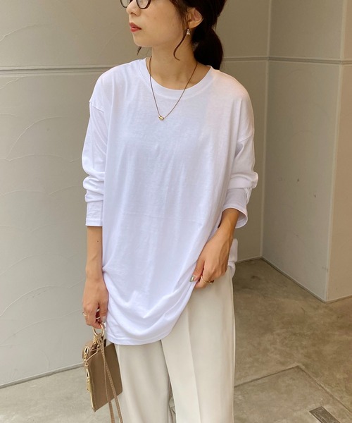 CAPRICIEUX LE'MAGE（カプリシューレマージュ）の「シルケットロンT（Tシャツ/カットソー・レディース・ホワイト/ブラック・FREE）」の2枚目の写真