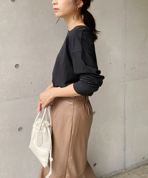 CAPRICIEUX LE'MAGE（カプリシューレマージュ）の「シルケットロンT（Tシャツ/カットソー・レディース・ホワイト/ブラック・FREE）」の9枚目の写真