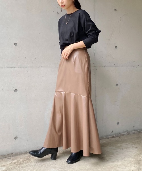 CAPRICIEUX LE'MAGE（カプリシューレマージュ）の「シルケットロンT（Tシャツ/カットソー・レディース・ホワイト/ブラック・FREE）」の5枚目の写真