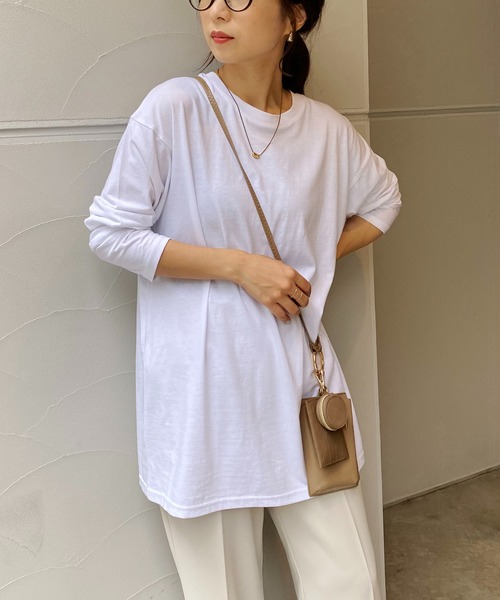 CAPRICIEUX LE'MAGE（カプリシューレマージュ）の「シルケットロンT（Tシャツ/カットソー・レディース・ホワイト/ブラック・FREE）」の18枚目の写真