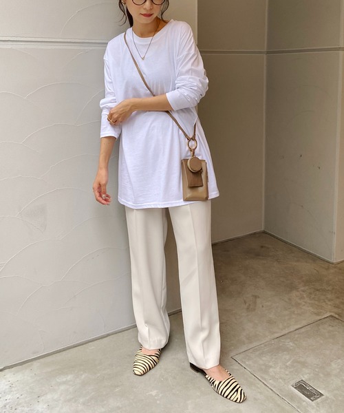 CAPRICIEUX LE'MAGE（カプリシューレマージュ）の「シルケットロンT（Tシャツ/カットソー・レディース・ホワイト/ブラック・FREE）」の14枚目の写真