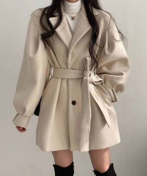 MAISON DE THERESE（メゾン ド テレーズ）の「可愛いラシャコート（トレンチコート・レディース・ベージュ/ブラック・SMALL/MEDIUM）」の10枚目の写真