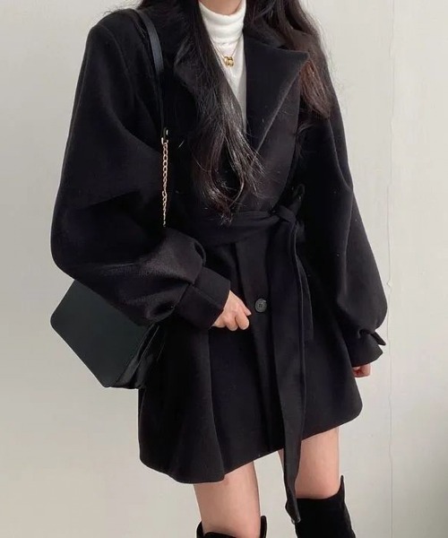 MAISON DE THERESE（メゾン ド テレーズ）の「可愛いラシャコート（トレンチコート・レディース・ベージュ/ブラック・SMALL/MEDIUM）」の9枚目の写真