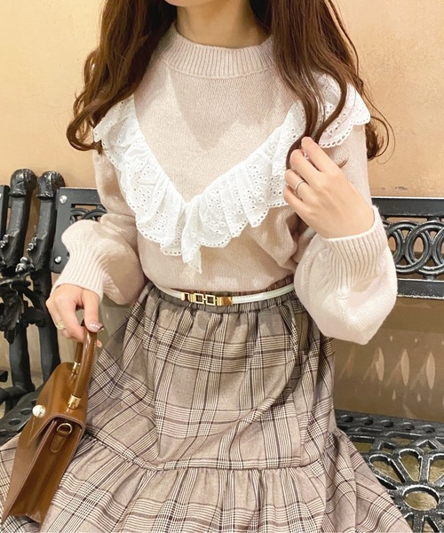 apres jour（アプレジュール）の「レースフリルニット【ZOZOTOWN限定