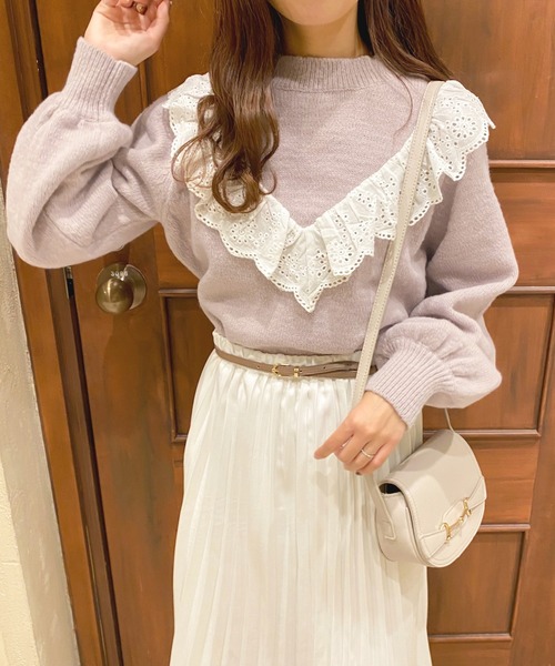 apres jour（アプレジュール）の「レースフリルニット【ZOZOTOWN限定