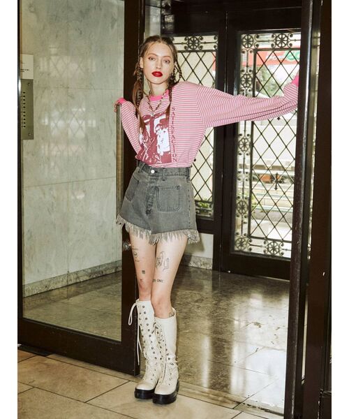 jouetie（ジュエティ）の「グランジムードロンT（Tシャツ/カットソー・レディース・ブラック/オフホワイト/その他1・MEDIUM）」の8枚目の写真