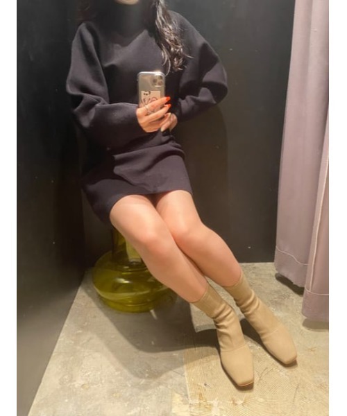 SLY（スライ）の「WAIST RIB KNIT OP/ウエストリブニットワンピース（ワンピース・レディース・アイボリー/ベージュ/ブラック・2/1）」の15枚目の写真