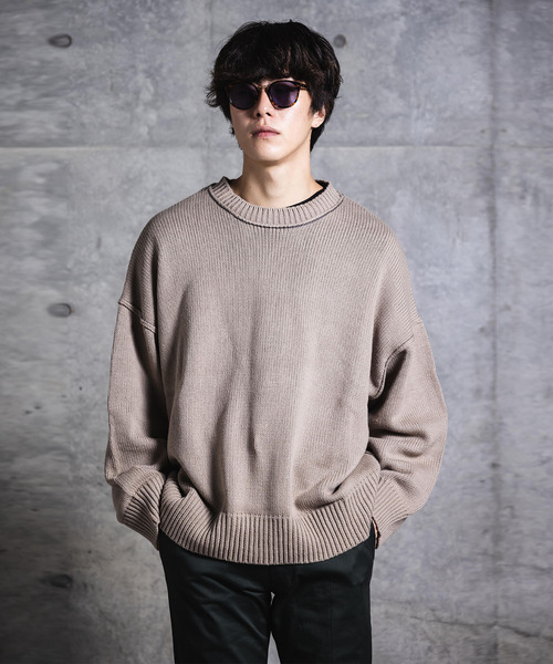 NIDO（ニド）の「バックオープンニットプルオーバー（ニット/セーター・メンズ・ブラック/ブルー/グレイッシュベージュ・M/L）」の2枚目の写真