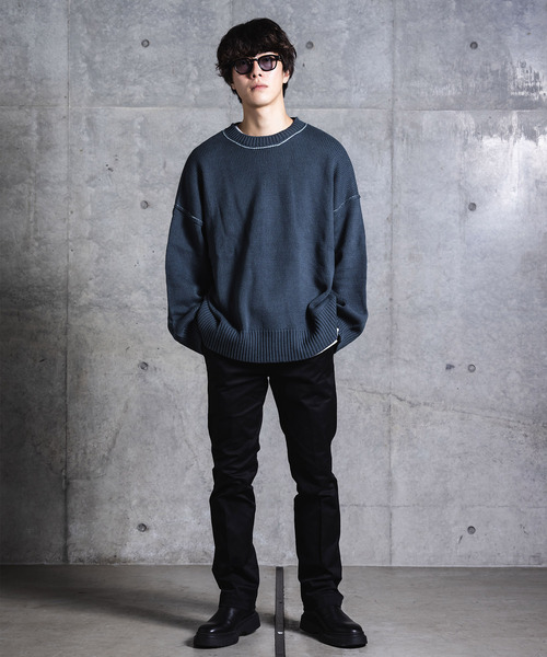 NIDO（ニド）の「バックオープンニットプルオーバー（ニット/セーター・メンズ・ブラック/ブルー/グレイッシュベージュ・M/L）」の9枚目の写真