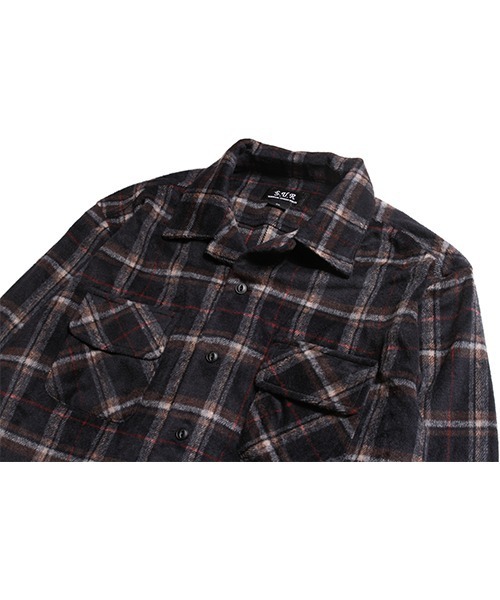 SURREAL（シュルリアル）の「【S.U.R/エスユーアール】HEAVY WEIGHT O/C CHECK SHIRT（シャツ/ブラウス・メンズ・ベージュ/ブラック/レッド・LARGE/MEDIUM/X-LARGE/SMALL）」の5枚目の写真