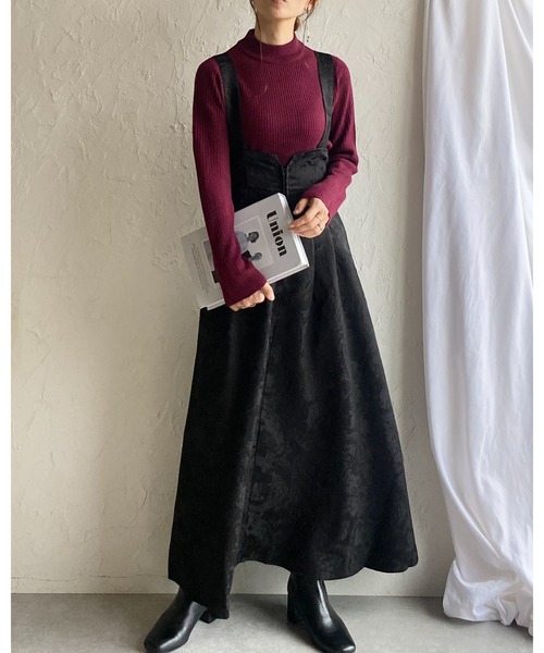 She's Closet（シーズクローゼット）の「プチハイネックタイト長袖リブニットプルオーバートップス（ニット/セーター・レディース・ブラック/ベージュ/グレー/オフホワイト/アイボリー/モカ/ダークパープル/パープル/ミント/テラコッタ/ブルー/マスタード/グレイッシュベージュ/スモークピンク/グリーン/ボルドー・M/L）」の21枚目の写真