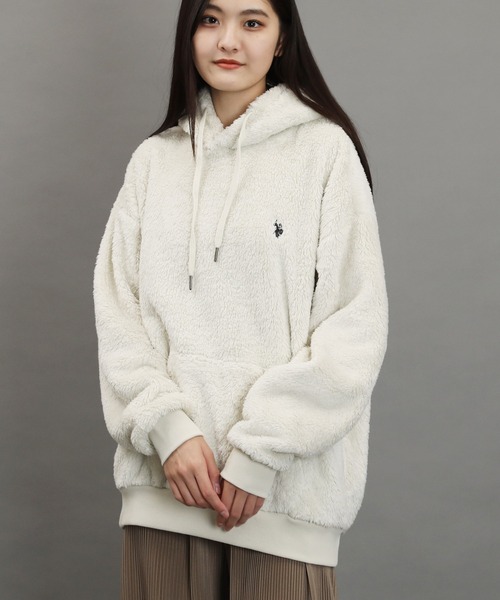 U.S. POLO ASSN.(ユーエスポロアッスン)の「U.S. POLO ASSN. / ユーエスポロアッスン 別注 コラボ ボア フリース プル パーカー(パーカー・メンズ・ホワイト/ブラック/ネイビー/グレイッシュベージュ・MEDIUM/LARGE)」の5枚目の写真