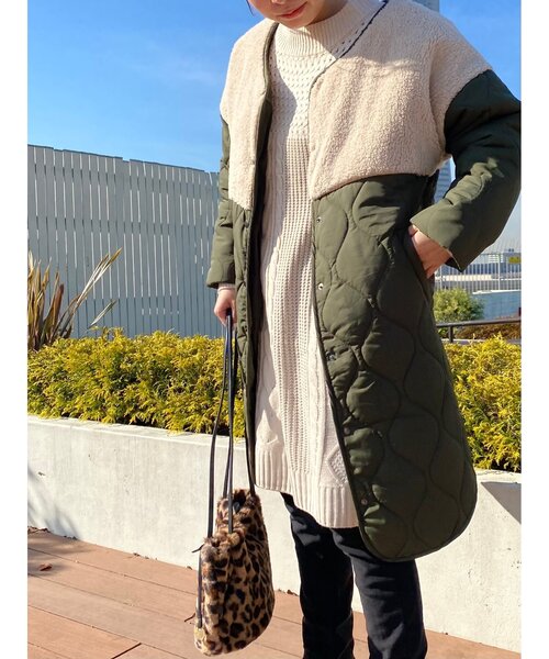 SHOO・LA・RUE（シューラルー）の「◆ボア切替キルティング中綿コート（その他アウター・レディース・ブラック/カーキ/サンドベージュ・03/02/04）」の9枚目の写真