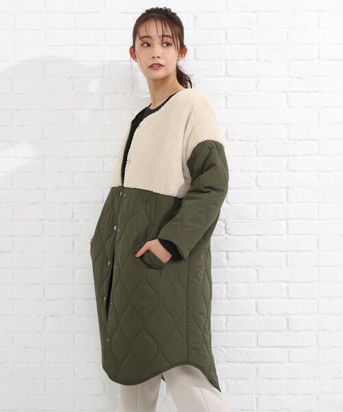SHOO・LA・RUE（シューラルー）の「◆ボア切替キルティング中綿コート（その他アウター・レディース・ブラック/カーキ/サンドベージュ・03/02/04）」の6枚目の写真