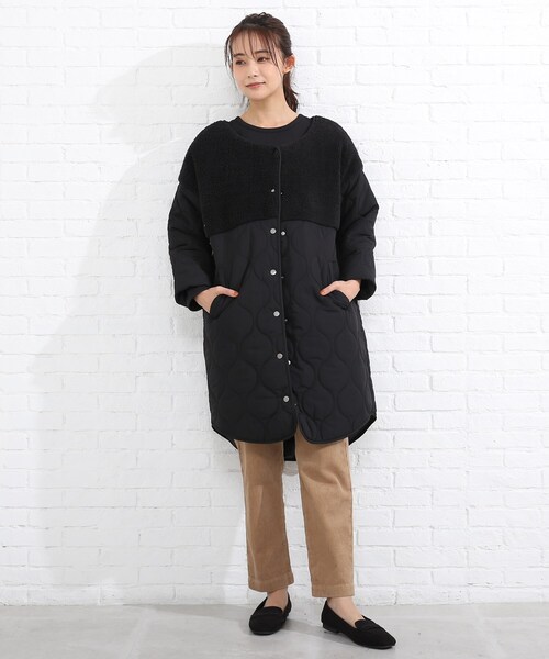 SHOO・LA・RUE（シューラルー）の「◆ボア切替キルティング中綿コート（その他アウター・レディース・ブラック/カーキ/サンドベージュ・03/02/04）」の8枚目の写真