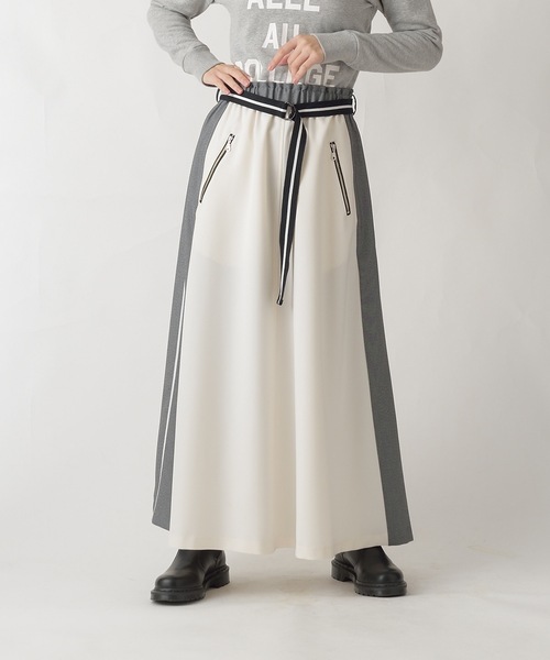 La SRIC(ラスリック)の「La SRIC / サイドラインフレアSK(スカート・レディース・グレー/アイボリー・38)」の3枚目の写真