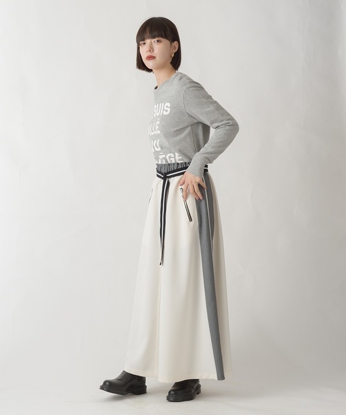La SRIC(ラスリック)の「La SRIC / サイドラインフレアSK(スカート・レディース・グレー/アイボリー・38)」の5枚目の写真
