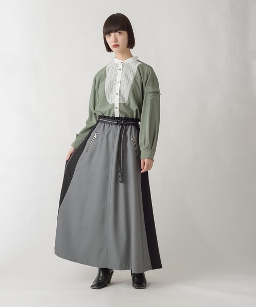 La SRIC(ラスリック)の「La SRIC / サイドラインフレアSK(スカート・レディース・グレー/アイボリー・38)」の16枚目の写真