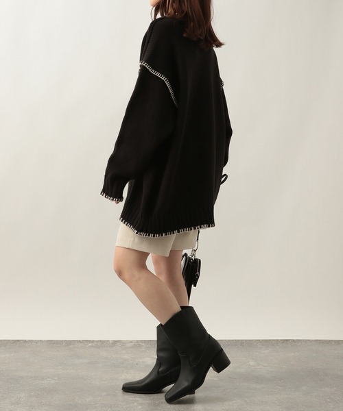 Heather（ヘザー）の「アウトリンキングニット  259743（ニット/セーター・レディース・ブラック/グリーン/アイボリー・FREE）」の5枚目の写真