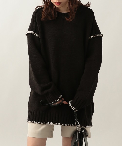 Heather（ヘザー）の「アウトリンキングニット  259743（ニット/セーター・レディース・ブラック/グリーン/アイボリー・FREE）」の6枚目の写真