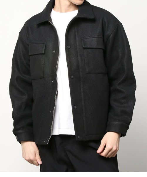 SITRY(シトリー)の「fake melton fly front zip blouson/フェイクメルトン 比翼仕立て ジップブルゾン(ブルゾン・メンズ・サックスブルー/ブラック/ベージュ/グレイッシュベージュ・L/M/XL)」の11枚目の写真