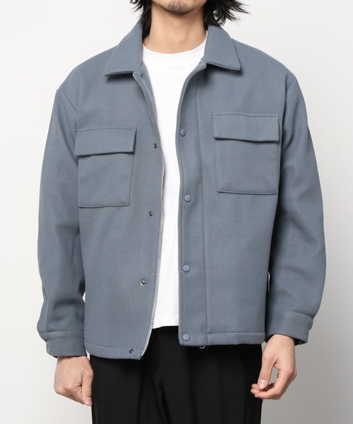セール】fake melton fly front zip blouson/フェイクメルトン 比翼