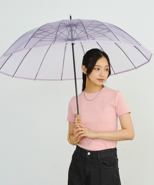 Wpc.（ダブリュピーシー）の「★［ビニール傘］16本骨 プラスティックパイピング Wpc. 長傘 雨傘（長傘・レディース・ブラウン/ブルー/オフホワイト/ブラック/ベージュ/ネイビー/ラベンダー・FREE）」の7枚目の写真