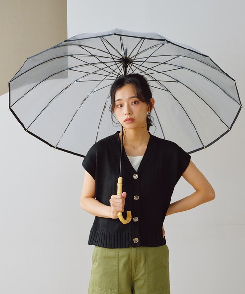 ビニール傘］16本骨 プラスティックパイピング Wpc. 長傘 雨傘（長傘