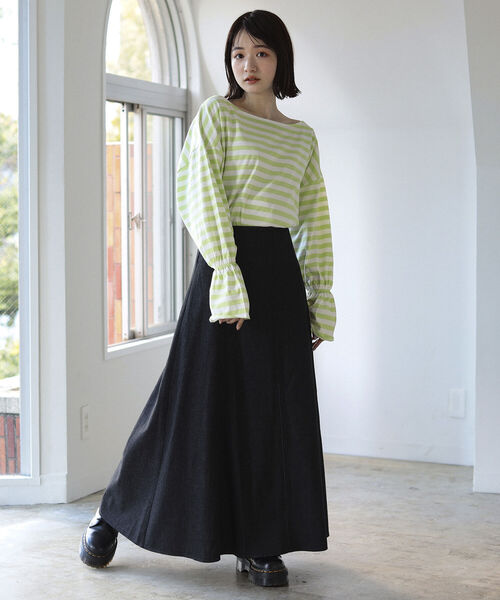 BeAMS DOT(ビームスドット)の「【WEB限定】BeAMS DOT / キャンディスリーブ ボーダーTシャツ(Tシャツ/カットソー・レディース・ライトグリーン/ピンク/ベージュ・ONE SIZE)」の10枚目の写真