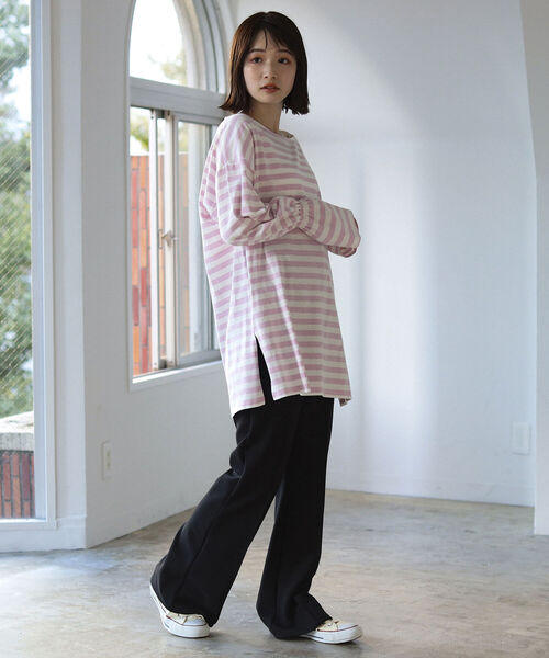 BeAMS DOT(ビームスドット)の「【WEB限定】BeAMS DOT / キャンディスリーブ ボーダーTシャツ(Tシャツ/カットソー・レディース・ライトグリーン/ピンク/ベージュ・ONE SIZE)」の14枚目の写真