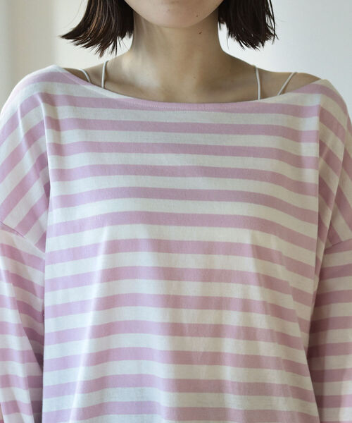 BeAMS DOT(ビームスドット)の「【WEB限定】BeAMS DOT / キャンディスリーブ ボーダーTシャツ(Tシャツ/カットソー・レディース・ライトグリーン/ピンク/ベージュ・ONE SIZE)」の7枚目の写真